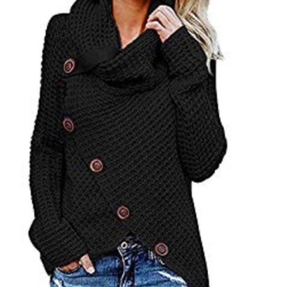 Cowl turtle neck Long Sleeve Sweater - Picture 1 of 12